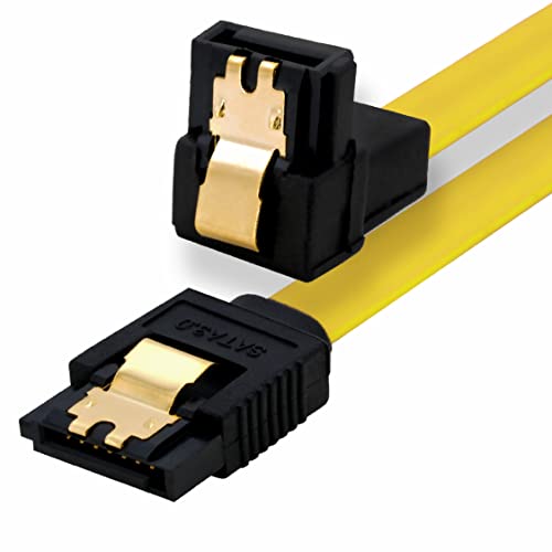 BIGtec 0,1m SATA Kabel S-ATA III Datenkabel Anschlusskabel gelb Winkel HDD SSD 6GBit/s Stecker L-Type/L-Type 90° 10cm vergoldet gerade/gewinkelt serial ATA Verriegelung SATA-3 von BIGtec