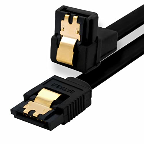 BIGtec 0,1m SATA Kabel S-ATA III Datenkabel Anschlusskabel schwarz Winkel HDD SSD 6GBit/s Stecker L-Type/L-Type 90° 10cm vergoldet gerade/gewinkelt serial ATA Verriegelung SATA-3 von BIGtec