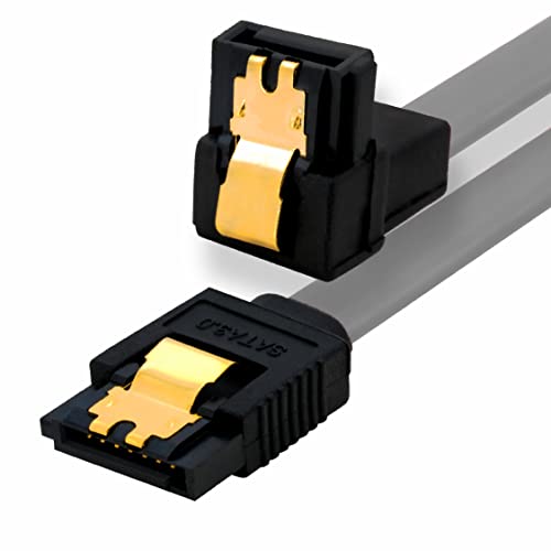 BIGtec 0,2m SATA Kabel S-ATA III Datenkabel Anschlusskabel grau Winkel HDD SSD 6GBit/s Stecker L-Type/L-Type 90° 20cm vergoldet gerade/gewinkelt serial ATA Verriegelung SATA-3 von BIGtec
