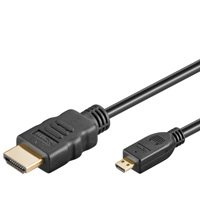 BIGtec 1,5m Micro HDMI Kabel High Speed with Ethernet A/D 1,50m 1,5 m HDMI mikro Type D, vergoldet, Kabel schwarz 3D Wiedergabe, Deep Color HDMI 1.4 Kabel von BIGtec