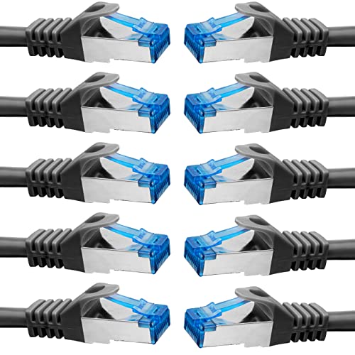 BIGtec - 10 Stück - 0,15m CAT 7 Kabel Netzwerkkabel Patchkabel Gigabit Patch DSL LAN Kabel CAT.7 Ethernet schwarz Kupferkabel doppelt geschirmt RJ45 Stecker Cat-7 S/FTP PIMF 10 Gbps 15cm kurz BIGtec - 10 Stück - 0,15m CAT 7 Kabel Netzwerkkabel Patchkabel Gigabit Patch DSL LAN Kabel CAT.7 Ethernet schwarz Kupferkabel doppelt geschirmt RJ45 Stecker Cat-7 S/FTP PIMF 10 Gbps 15cm kurz von BIGtec