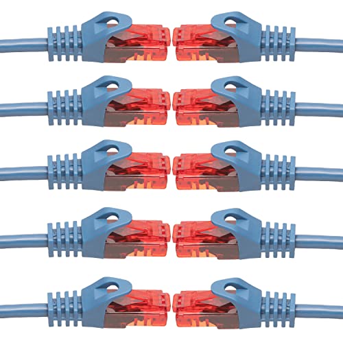 BIGtec - 10 Stück - 10m Gigabit Netzwerkkabel Patchkabel Ethernet LAN DSL Patch Kabel blau (2x RJ-45 Anschluß, CAT.5e, kompatibel zu CAT.6 CAT.6a CAT.7) 10 Meter von BIGtec