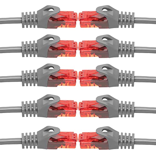 BIGtec - 10 Stück - 10m Gigabit Netzwerkkabel Patchkabel Ethernet LAN DSL Patch Kabel grau (2x RJ-45 Anschluß, CAT.5e, kompatibel zu CAT.6 CAT.6a CAT.7) 10 Meter von BIGtec