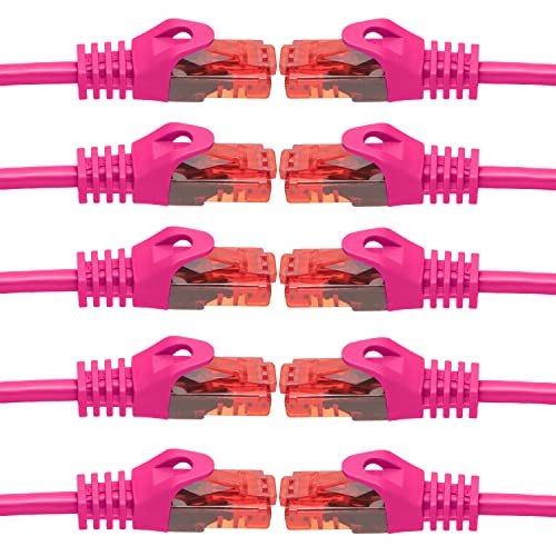 BIGtec - 10 Stück - 10m Gigabit Netzwerkkabel Patchkabel Ethernet LAN DSL Patch Kabel pink (2X RJ-45 Anschluß, CAT.5e, kompatibel zu CAT.6 CAT.6a CAT.7) 10 Meter von BIGtec