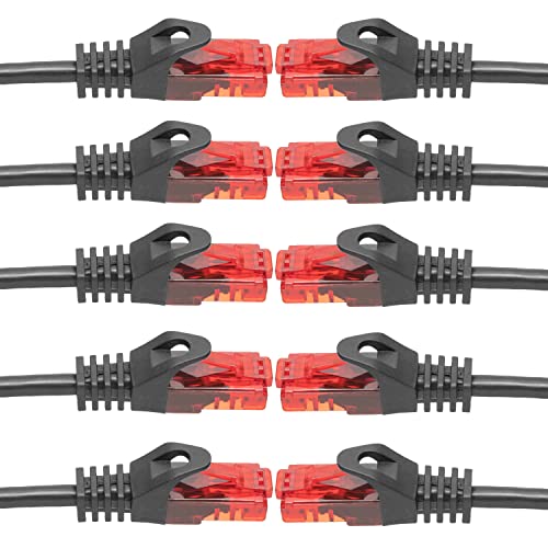 BIGtec - 10 Stück - 10m Gigabit Netzwerkkabel Patchkabel Ethernet LAN DSL Patch Kabel schwarz (2x RJ-45 Anschluß, CAT.5e, kompatibel zu CAT.6 CAT.6a CAT.7) 10 Meter von BIGtec