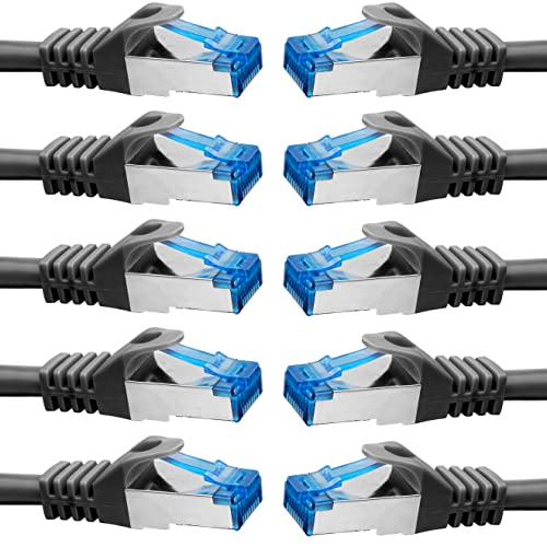 BIGtec - 10 Stück - 20m CAT.7 Gigabit Patchkabel Netzwerkkabel schwarz Kupferkabel Patch Ethernt LAN DSL Kabel CAT7 (RJ45, Cat 7, S/FTP PIMF) 20,00m von BIGtec