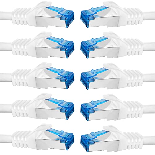 BIGtec - 10 Stück - 25m CAT.7 Gigabit Patchkabel Netzwerkkabel weiß Kupferkabel Patch Ethernt LAN DSL Kabel CAT7 (RJ45, Cat 7, S/FTP PIMF) 25,00m von BIGtec