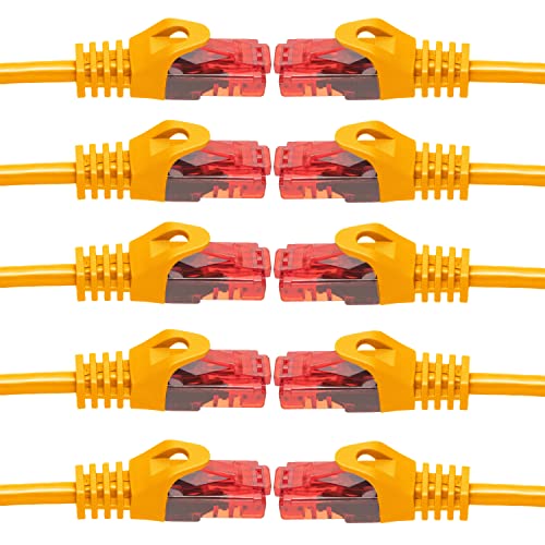 BIGtec - 10 Stück - 25m Gigabit Netzwerkkabel Patchkabel Ethernet LAN DSL Patch Kabel orange (2x RJ-45 Anschluß, CAT.5e, kompatibel zu CAT.6 CAT.6a CAT.7) 25 Meter von BIGtec