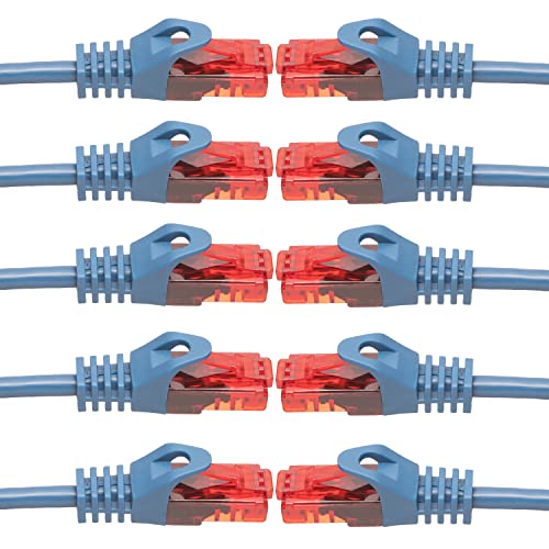 BIGtec - 10 Stück - 30m Gigabit Netzwerkkabel Patchkabel Ethernet LAN DSL Patch Kabel blau (2x RJ-45 Anschluß, CAT.5e, kompatibel zu CAT.6 CAT.6a CAT.7) 30 Meter von BIGtec