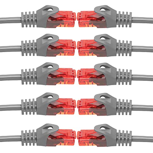 BIGtec - 10 Stück - 50m Gigabit Netzwerkkabel Patchkabel Ethernet LAN DSL Patch Kabel grau (2x RJ-45 Anschluß, CAT.5e, kompatibel zu CAT.6 CAT.6a CAT.7) 50 Meter von BIGtec