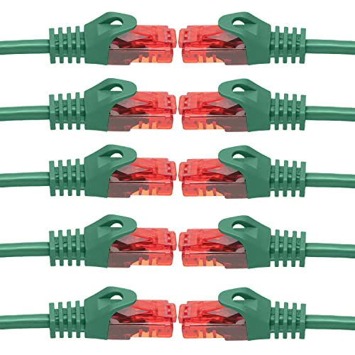 BIGtec - 10 Stück - 50m Gigabit Netzwerkkabel Patchkabel Ethernet LAN DSL Patch Kabel grün (2x RJ-45 Anschluß, CAT.5e, kompatibel zu CAT.6 CAT.6a CAT.7) 50 Meter von BIGtec