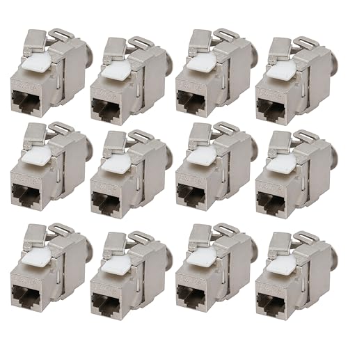 BIGtec 12 Stück Keystone RJ45 Modul CAT6a Jack Adapter geschirmt werkzeuglos Snap In Montage CAT.6a 500Mhz 10GBit/s Ethernet Verlegekabel Patchkabel Kabel geeignet für Cat.7 Kabel BIGtec 12 Stück Keystone RJ45 Modul CAT6a Jack Adapter geschirmt werkzeuglos Snap In Montage CAT.6a 500Mhz 10GBit/s Ethernet Verlegekabel Patchkabel Kabel geeignet für Cat.7 Kabel von BIGtec
