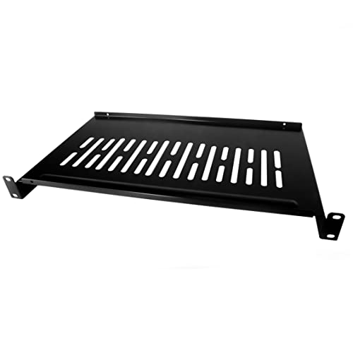 BIGtec 19" Fachboden Ablageboden Einlageboden Boden 1 HE schwarz Tiefe 250mm Nutzbreite 430mm für Wandgehäuse Netzwerkschränke Serverschränke Rack-Rahmen RAL9005 Traglast 10kg 19 Zoll von BIGtec