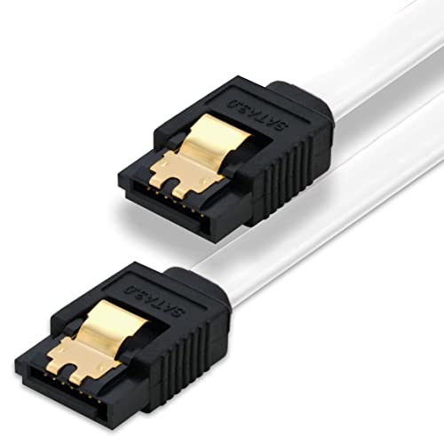 BIGtec 1m SATA Kabel S-ATA III Datenkabel Anschlusskabel weiß HDD SSD 6GBit/s Stecker L-Type/L-Type 100cm vergoldet gerade/gerade Serial ATA Verriegelung SATA-3 von BIGtec