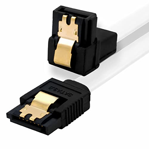 BIGtec 1m SATA Kabel S-ATA III Datenkabel Anschlusskabel weiß Winkel HDD SSD 6GBit/s Stecker L-Type/L-Type 90° 100cm vergoldet gerade/gewinkelt serial ATA Verriegelung SATA-3 von BIGtec