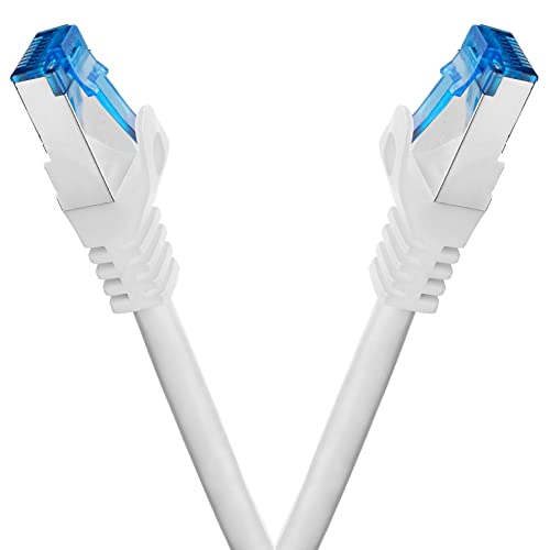 BIGtec - 2 Stück - 25m CAT.7 Gigabit Patchkabel Netzwerkkabel weiß Kupferkabel Patch Ethernt LAN DSL Kabel CAT7 (RJ45, Cat 7, S/FTP PIMF) 25,00m von BIGtec