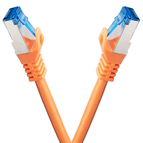 BIGtec - 2 Stück - 50m CAT.7 Gigabit Patchkabel Netzwerkkabel orange Kupferkabel Patch Ethernt LAN DSL Kabel CAT7 (RJ45, Cat 7, S/FTP PIMF) 50,00m von BIGtec