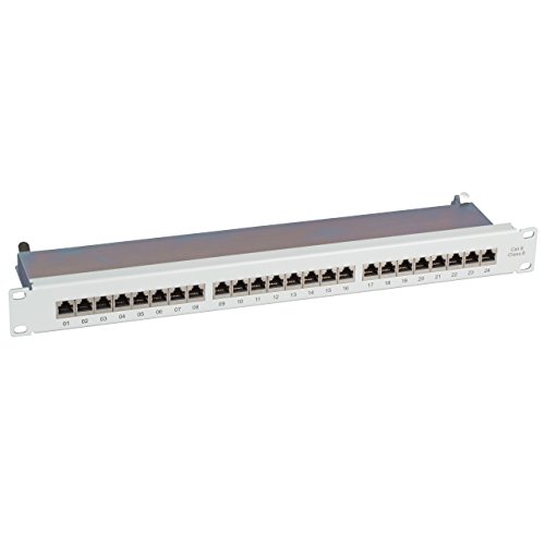 BIGtec 24 Port CAT6 Patchpanel Verteilerfeld Verteiler Patchfeld 10 Gigabit LSA Technik RJ45 8P8C RAL7035 grau 19 Zoll 19" von BIGtec