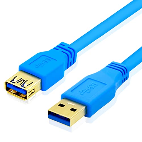 BIGtec 2m USB 3.0 Verlängerung Kabel Verlängerungskabel A-USB-Stecker auf B-USB-Buchse 5 GBit/s blau für Kartenlesegerät,Tastatur, Drucker, Scanner, Kamera, Hub, Maus von BIGtec