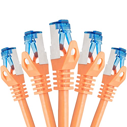 BIGtec - 5 Stück - 20m CAT.7 Gigabit Patchkabel Netzwerkkabel orange Kupferkabel Patch Ethernt LAN DSL Kabel CAT7 (RJ45, Cat 7, S/FTP PIMF) 20,00m von BIGtec