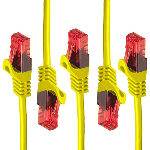 BIGtec - 5 Stück - 25m Gigabit Netzwerkkabel Patchkabel Ethernet LAN DSL Patch Kabel gelb (2x RJ-45 Anschluß, CAT.5e, kompatibel zu CAT.6 CAT.6a CAT.7) 25 Meter von BIGtec