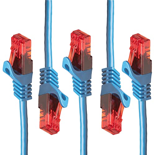 BIGtec - 5 Stück - 50m Gigabit Netzwerkkabel Patchkabel Ethernet LAN DSL Patch Kabel blau (2x RJ-45 Anschluß, CAT.5e, kompatibel zu CAT.6 CAT.6a CAT.7) 50 Meter von BIGtec