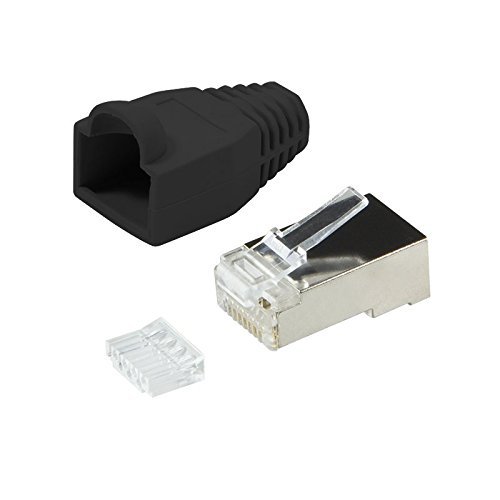 BIGtec 50 x RJ45 Stecker CAT.5 schwarz Gigabit Crimpstecker RJ-45 Modular Plug Ethernet LAN Kabel Steckverbinder Netzwerkstecker geschirmt CAT .5e von BIGtec