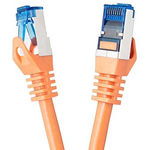 BIGtec 50m CAT.7 Patchkabel Netzwerkkabel Gigabit Patch DSL LAN Ethernet Kabel orange Kupferkabel doppelt geschirmt (RJ45 Stecker Cat-7 S/FTP PIMF) von BIGtec