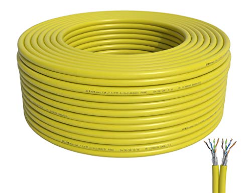 BIGtec CAT 7 Netzwerkkabel Verlegekabel LAN Kabel 150m Duplex CAT7 PiMF halogenfrei BauPVO Eca POE gelb Netzwerk Installationskabel Datenkabel CAT.7 Cable von BIGtec