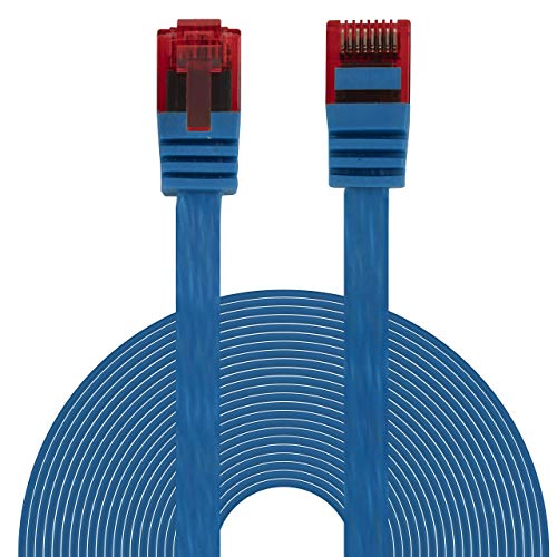 BIGtec Ethernet LAN Kabel 0,25m Flexibles flaches Netzwerkkabel Patchkabel blau flachband Cable Gigabit DSL ISDN Flachbandkabel Verlegekabel RJ45 Stecker von BIGtec