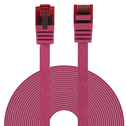 BIGtec Ethernet LAN Kabel 0,25m Flexibles flaches Netzwerkkabel Patchkabel pink flachband Cable Gigabit DSL ISDN Flachbandkabel Verlegekabel RJ45 Stecker von BIGtec