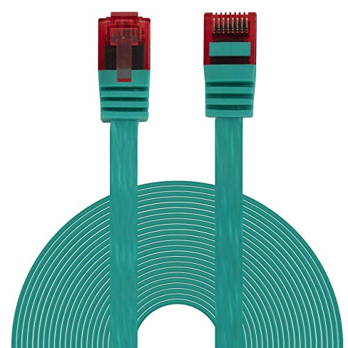 BIGtec Ethernet LAN Kabel 20m Flexibles flaches Netzwerkkabel Patchkabel grün flachband Cable Gigabit DSL ISDN Flachbandkabel Verlegekabel RJ45 Stecker von BIGtec