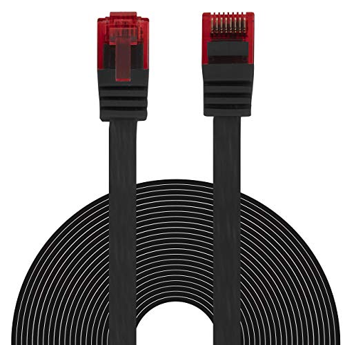 BIGtec Ethernet LAN Kabel 2m Flexibles flaches Netzwerkkabel Patchkabel schwarz flachband Cable Gigabit DSL ISDN Flachbandkabel Verlegekabel RJ45 Stecker von BIGtec