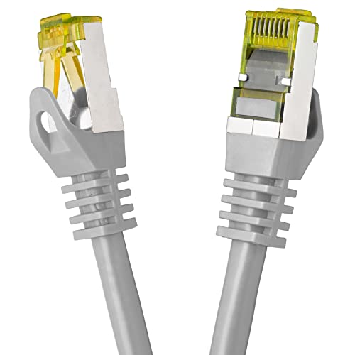 BIGtec LAN Kabel 0,25m Netzwerkkabel CAT7 Ethernet Internet Patchkabel CAT.7 grau Gigabit doppelt geschirmt Netzwerke Modem Router Switch 2 x Stecker RJ45 kompatibel zu CAT.5 CAT.6 CAT.6a CAT.8 von BIGtec