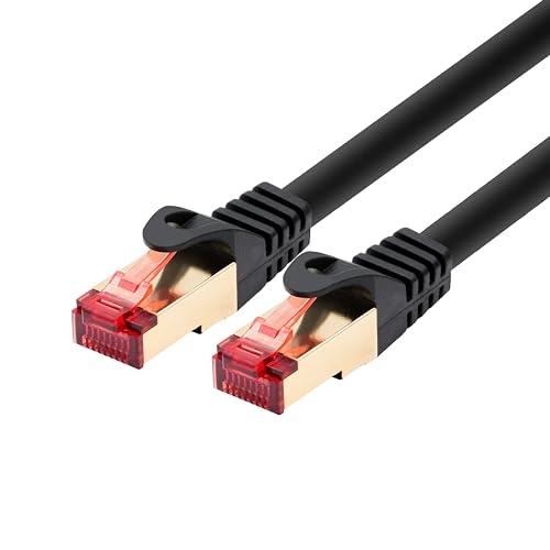 BIGtec LAN Kabel 10m Netzwerkkabel Premium Patchkabel RJ45 Stecker Gigabit Ethernet schwarz doppelt geschirmt vergoldet Netzwerk kompatibel zu CAT 6 CAT 6a CAT 7 CAT 8 von BIGtec