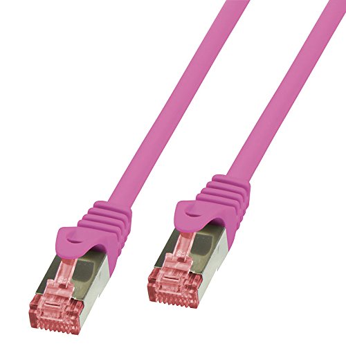 BIGtec LAN Kabel 1m Netzwerkkabel Ethernet Internet Patchkabel CAT.6 Magenta Gigabit SFTP doppelt geschirmt für Netzwerke Modem Router Switch 2 x RJ45 kompatibel zu CAT.5 CAT.6a CAT.7 Stecker von BIGtec