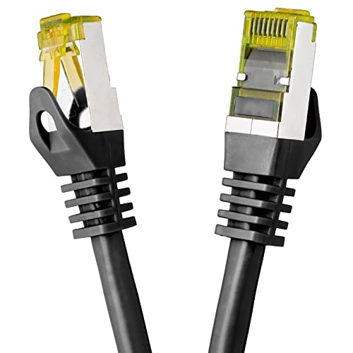 BIGtec LAN Kabel 2m Netzwerkkabel CAT7 Ethernet Internet Patchkabel CAT.7 schwarz Gigabit doppelt geschirmt Netzwerke Modem Router Switch 2 x Stecker RJ45 kompatibel zu CAT.5 CAT.6 CAT.6a CAT.8 von BIGtec