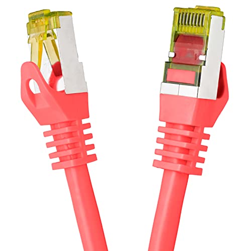 BIGtec LAN Kabel 30m Netzwerkkabel CAT7 Ethernet Internet Patchkabel CAT.7 rot Gigabit doppelt geschirmt Netzwerke Modem Router Switch 2 x Stecker RJ45 kompatibel zu CAT.5 CAT.6 CAT.6a CAT.8 von BIGtec