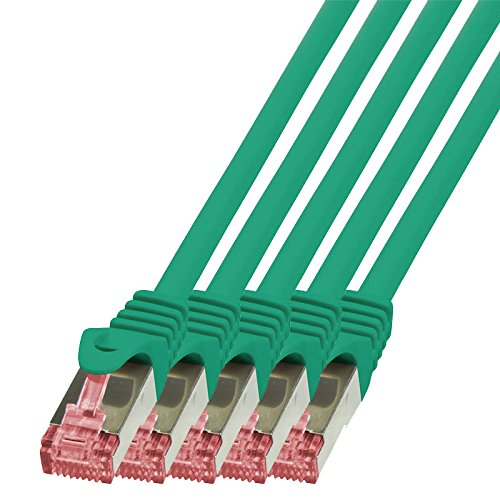 BIGtec LAN Kabel 5 Stück 10m Netzwerkkabel Ethernet Internet Patchkabel CAT.6 grün Gigabit SFTP doppelt geschirmt für Netzwerke Modem Router Switch 2 x RJ45 kompatibel zu CAT.5 CAT.6a CAT.7 Stecker von BIGtec