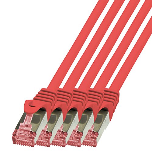 BIGtec LAN Kabel 5 Stück 10m Netzwerkkabel Ethernet Internet Patchkabel CAT.6 rot Gigabit SFTP doppelt geschirmt für Netzwerke Modem Router Switch 2 x RJ45 kompatibel zu CAT.5 CAT.6a CAT.7 Stecker von BIGtec