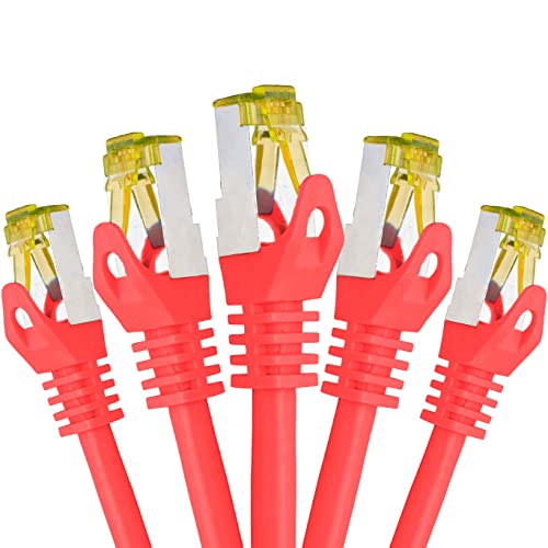 BIGtec LAN Kabel 5 Stück 15m Netzwerkkabel CAT7 Ethernet Internet Patchkabel CAT.7 rot Gigabit doppelt geschirmt Netzwerke Router Switch 2 x Stecker RJ45 kompatibel zu CAT.5 CAT.6 CAT.6a CAT.8 BIGtec LAN Kabel 5 Stück 15m Netzwerkkabel CAT7 Ethernet Internet Patchkabel CAT.7 rot Gigabit doppelt geschirmt Netzwerke Router Switch 2 x Stecker RJ45 kompatibel zu CAT.5 CAT.6 CAT.6a CAT.8 von BIGtec