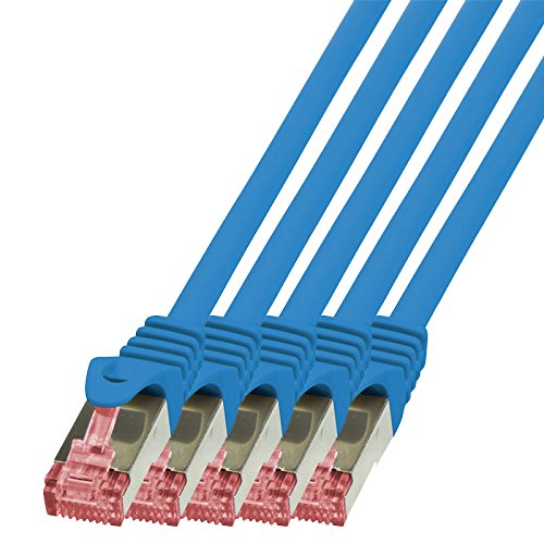 BIGtec LAN Kabel 5 Stück 20m Netzwerkkabel Ethernet Internet Patchkabel CAT.6 blau Gigabit SFTP doppelt geschirmt für Netzwerke Modem Router Switch 2 x RJ45 kompatibel zu CAT.5 CAT.6a CAT.7 Stecker von BIGtec