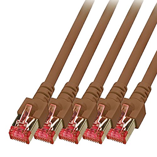 BIGtec LAN Kabel 5 Stück 25m Netzwerkkabel Ethernet Internet Patchkabel CAT.6 braun Gigabit SFTP doppelt geschirmt für Netzwerke Modem Router Switch 2 x RJ45 kompatibel zu CAT.5 CAT.6a CAT.7 Stecker von BIGtec