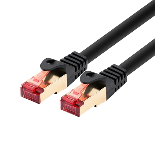 BIGtec LAN Kabel 50m Netzwerkkabel Premium Patchkabel RJ45 Stecker Gigabit Ethernet schwarz doppelt geschirmt vergoldet Netzwerk kompatibel zu CAT 6 CAT 6a CAT 7 CAT 8 von BIGtec