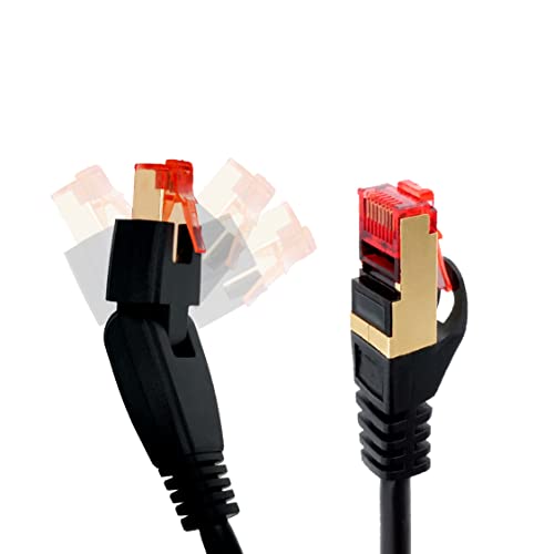 BIGtec Premium 7,5m 180° gewinkelt Patchkabel LAN Kabel Netzwerkkabel Ethernet Gigabit schwarz vergoldet RJ45 doppelt geschirmt kompatibel zu CAT5 CAT5e CAT6 CAT6a CAT7 CAT7a von BIGtec