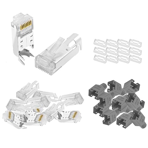 BIGtec RJ45 Stecker Netzwerkstecker 10 Stück Hirose TM11 grau Hochgeschwindigkeits Verbindung für Fast Ethernet 100BASE-TX AWG 26-27 von BIGtec