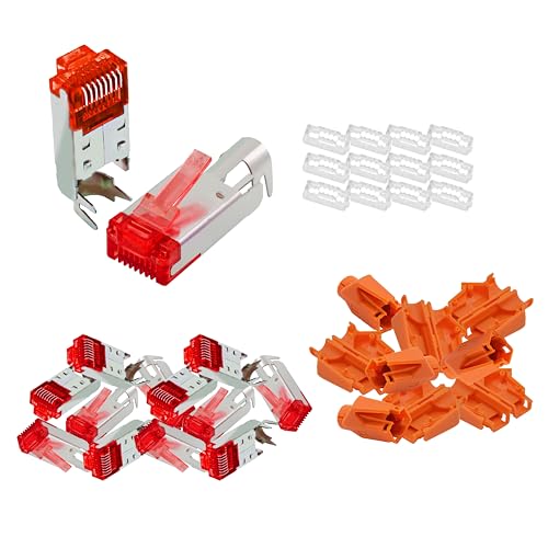 BIGtec RJ45 Stecker Netzwerkstecker 10 Stück Hirose TM21 orange Hochgeschwindigkeits Verbindung für Gigabit Ethernet 1000BASE-T und Fast Ethernet 100BASE-TX AWG 24-27 von BIGtec