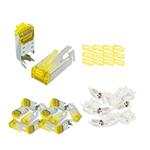 BIGtec RJ45 Stecker Netzwerkstecker 10 Stück Hirose TM31 beige Hochgeschwindigkeits Verbindung für 10G-Ethernet AWG 24-27 für CAT 6 CAT 6a CAT 7 Kabel von BIGtec