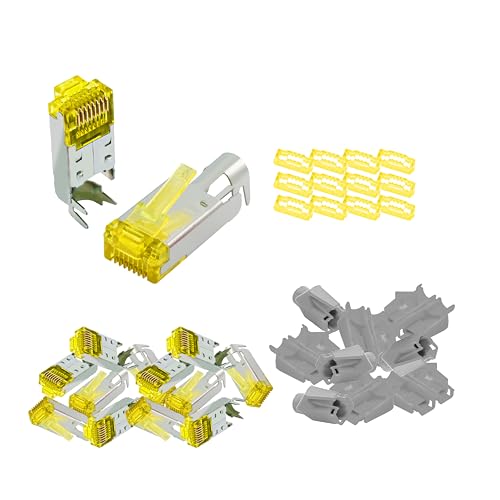 BIGtec RJ45 Stecker Netzwerkstecker 10 Stück Hirose TM31 grau Hochgeschwindigkeits Verbindung für 10G-Ethernet AWG 24-27 für CAT 6 CAT 6a CAT 7 Kabel von BIGtec