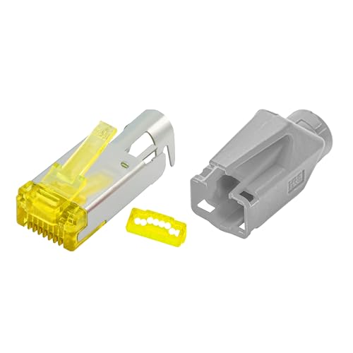 BIGtec RJ45 Stecker Netzwerkstecker 2 Stück Hirose TM31 grau Hochgeschwindigkeits Verbindung für 10G-Ethernet AWG 24-27 für CAT 6 CAT 6a CAT 7 Kabel von BIGtec